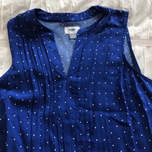 Blue polka dot flowy dress